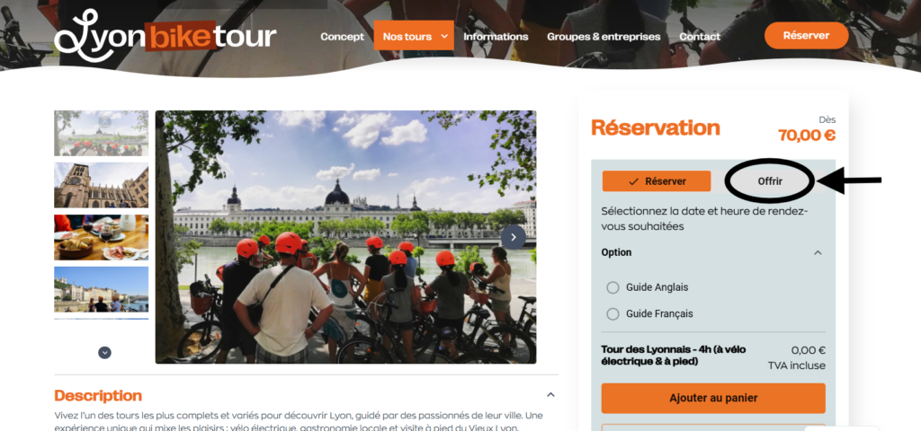 Offrez un bon cadeau lyon bike tour